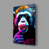 Monkey Kiss Glass Wall Art || Designer Collection.