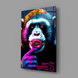 Monkey Kiss Glass Wall Art || Designer Collection.