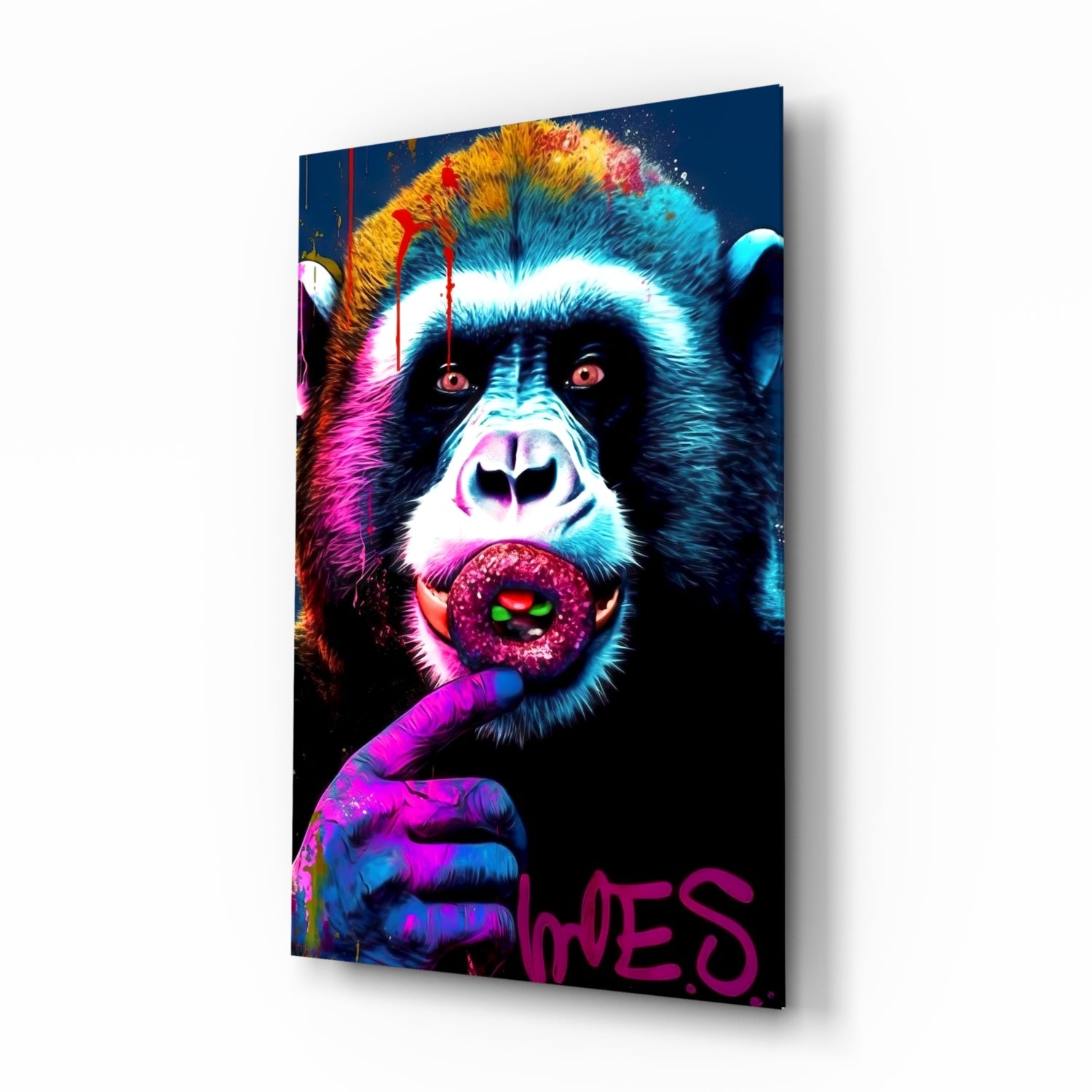 Monkey Kiss Glass Wall Art || Designer Collection.