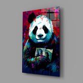 Bibliophile Panda Glass Wall Art || Designer Collection.