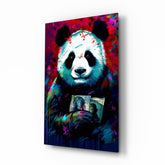 Bibliophile Panda Glass Wall Art || Designer Collection.