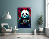 Bibliophile Panda Glass Wall Art || Designer Collection.