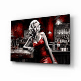 Marilyn in the Bar Glass Wall Art || Designer Collection.