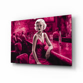 Marilyn in the Bar Glass Wall Art || Designer Collection.
