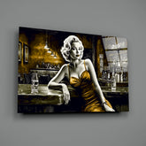 Marilyn in the Bar Glass Wall Art || Designer Collection.