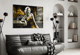 Marilyn in the Bar Glass Wall Art || Designer Collection.