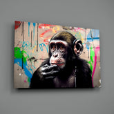 Thinking Monkey Glass Wall Art || Designer Collection.