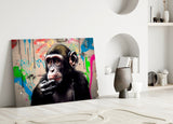 Thinking Monkey Glass Wall Art || Designer Collection.