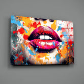 Red Lip Glass Wall Art || Designer Collection.