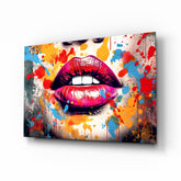 Red Lip Glass Wall Art || Designer Collection.