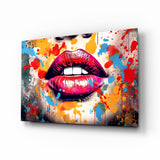 Red Lip Glass Wall Art || Designer Collection.