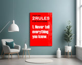 Rules of Success Glass Wall Art || Designer Collection.