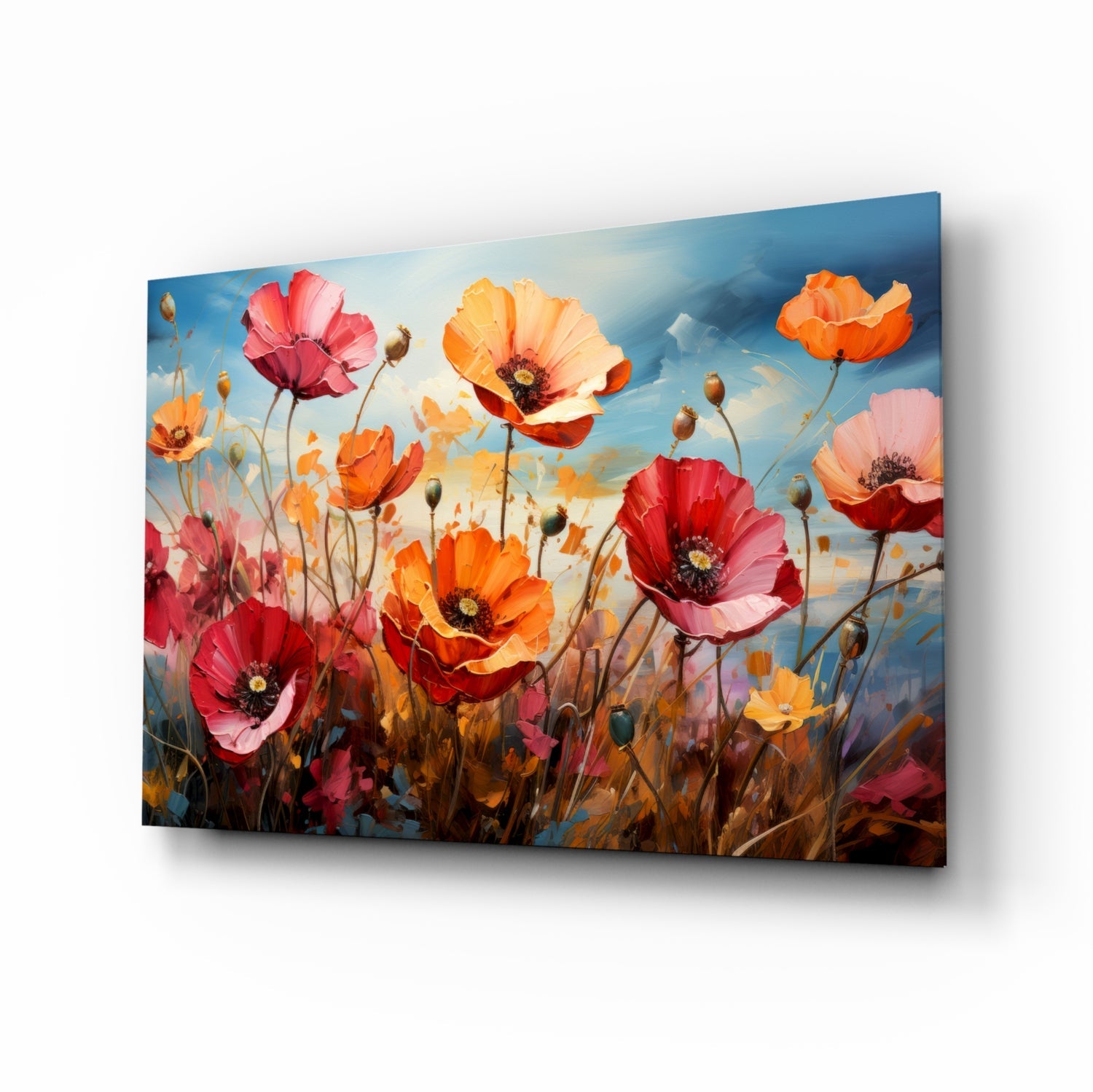 Poppies Glass Wall Art || Designer Collection.