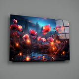 Magical Poppies Glass Wall Art || Designer Collection.