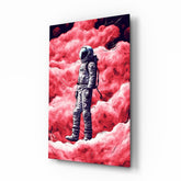 Astronaut on a Pinky Planet Glass Wall Art || Designer Collection.