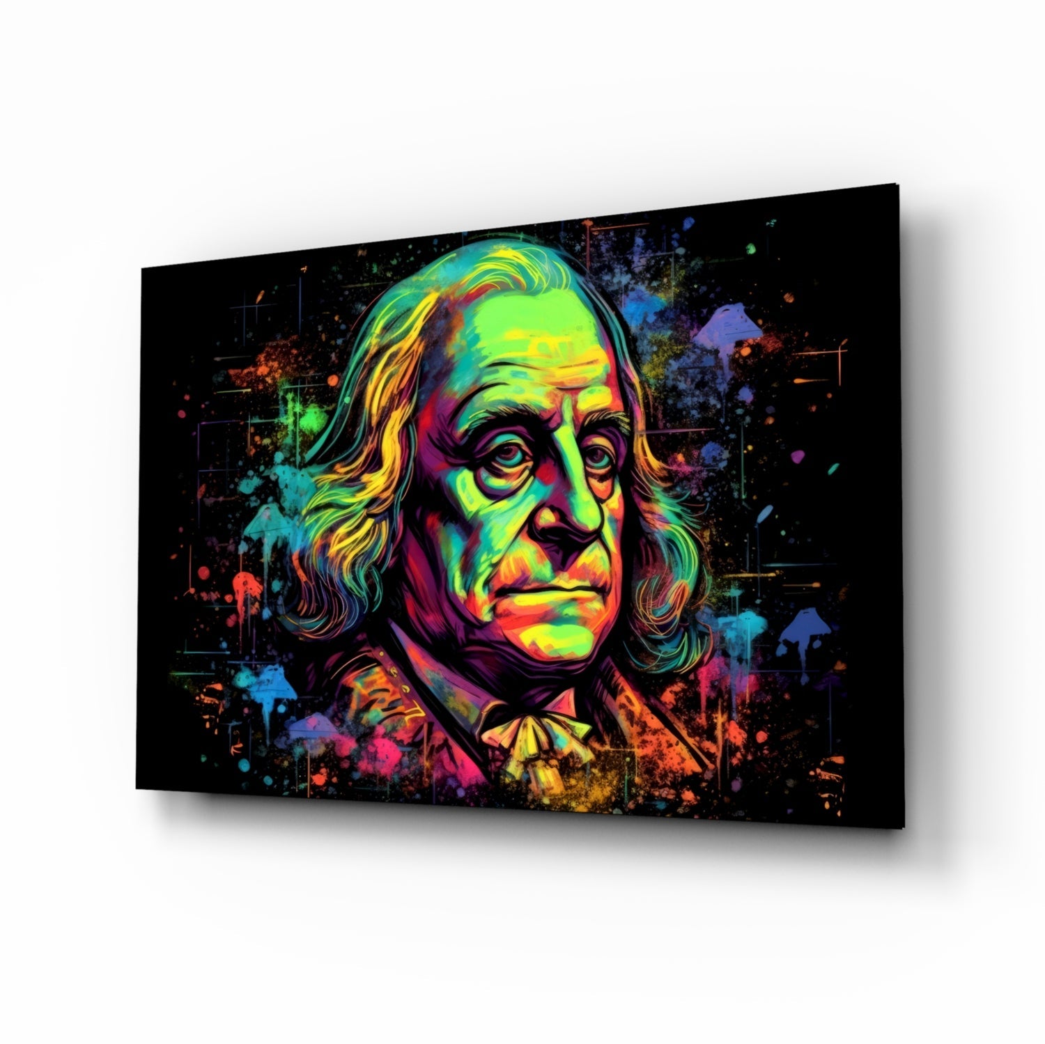 Benjamin Franklin Glass Wall Art || Designer Collection.