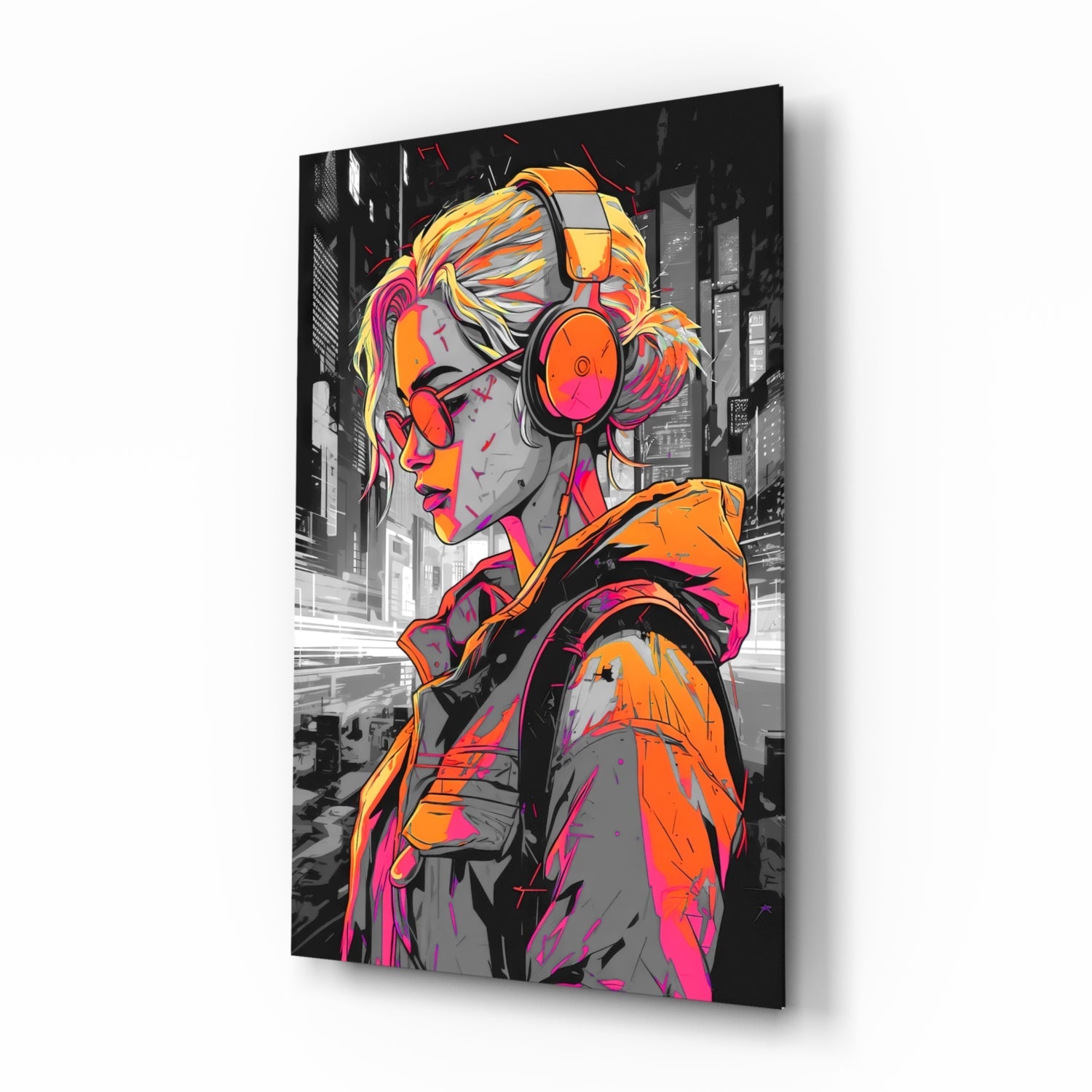 Music Girl Glass Wall Art || Designer Collection.