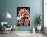 Music Girl Glass Wall Art || Designer Collection.
