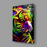 Neon Tiger Glass Wall Art|| Designer's Collection.