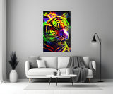 Neon Tiger Glass Wall Art|| Designer's Collection.