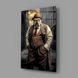 Bulldog in a Suit Glass Wall Art|| Designer's Collection.