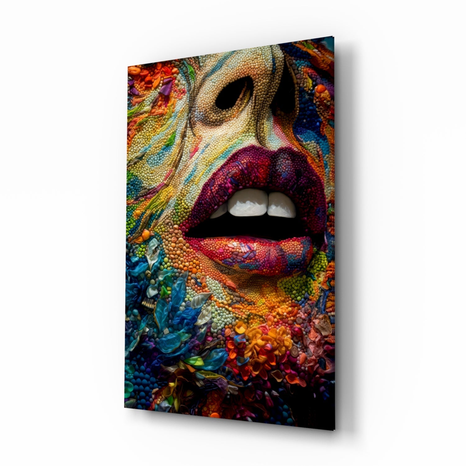 Lips and Flowers Glass Wall Art|| Designer's Collection.