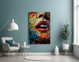 Lips and Flowers Glass Wall Art|| Designer's Collection.