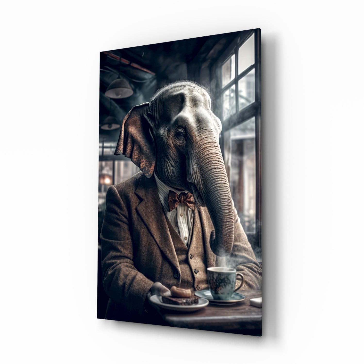 Retired Elephant Glass Wall Art|| Designer's Collection.