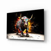 Bull Glass Wall Art|| Designer's Collection.