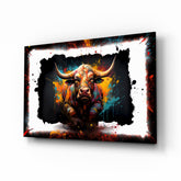Bull Glass Wall Art|| Designer's Collection.