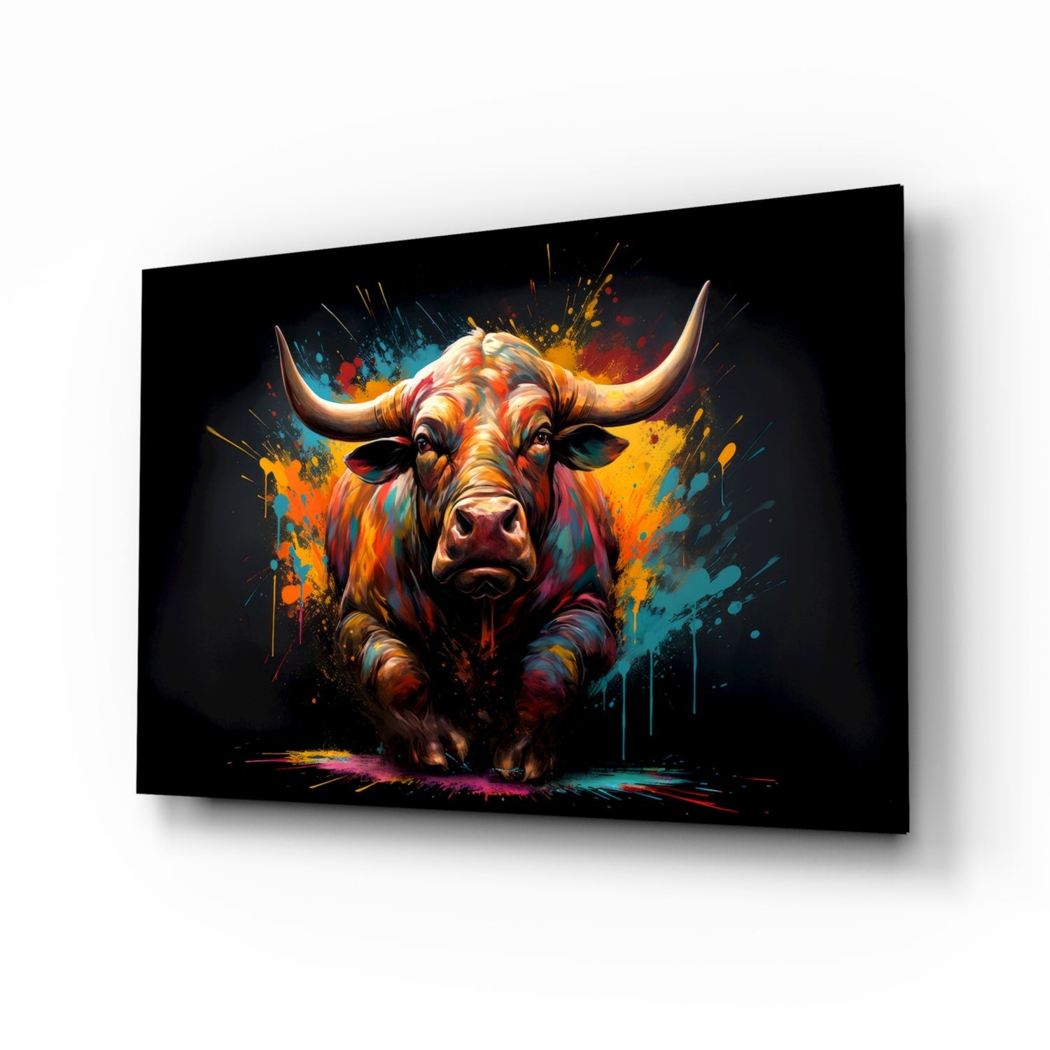 Bull Glass Wall Art|| Designer's Collection.