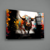 Bull Glass Wall Art|| Designer's Collection.