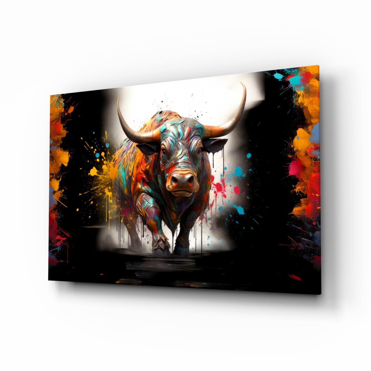 Bull Glass Wall Art|| Designer's Collection.