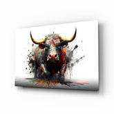 Bull Glass Wall Art|| Designer's Collection.