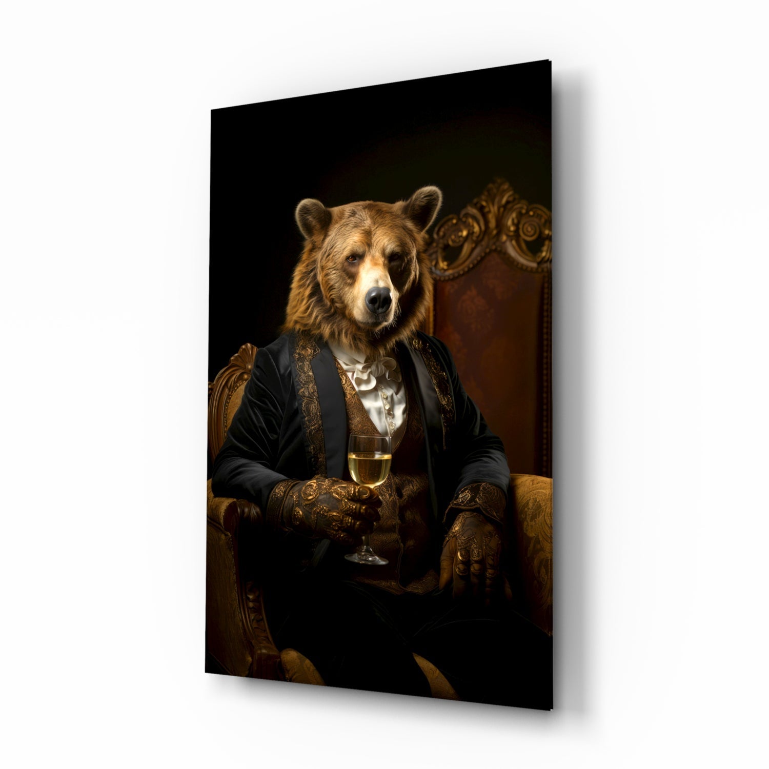Gentleman - Bear Glass Wall Art|| Designer's Collection.