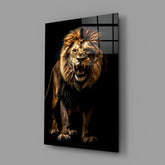 Lion in the Dark Glass Wall Art|| Designer's Collection.