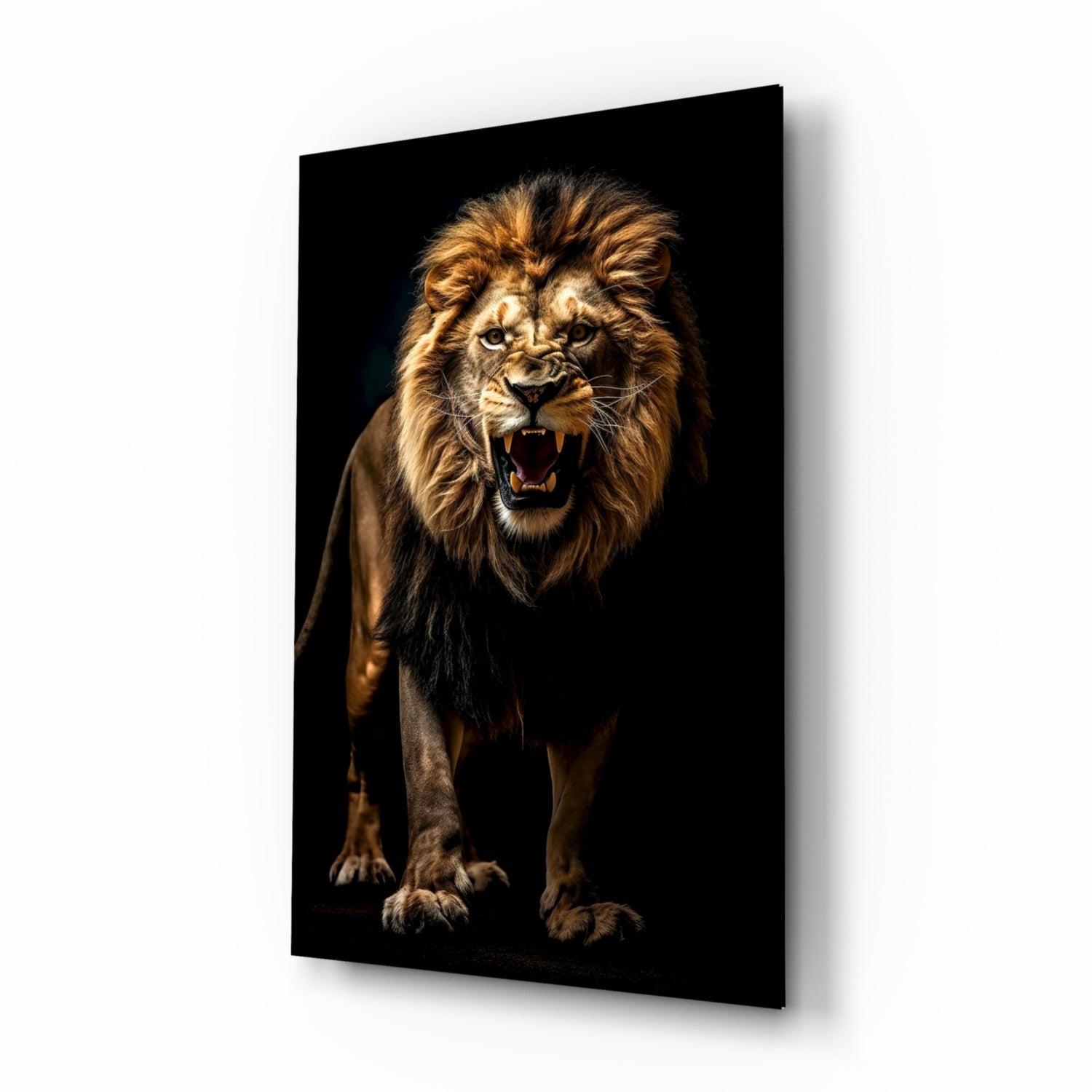 Lion in the Dark Glass Wall Art|| Designer's Collection.