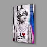 I Love Life Glass Wall Art || Designer Collection.