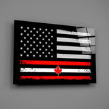 USA-Canada Flag Glass Wall Art || Designer Collection.