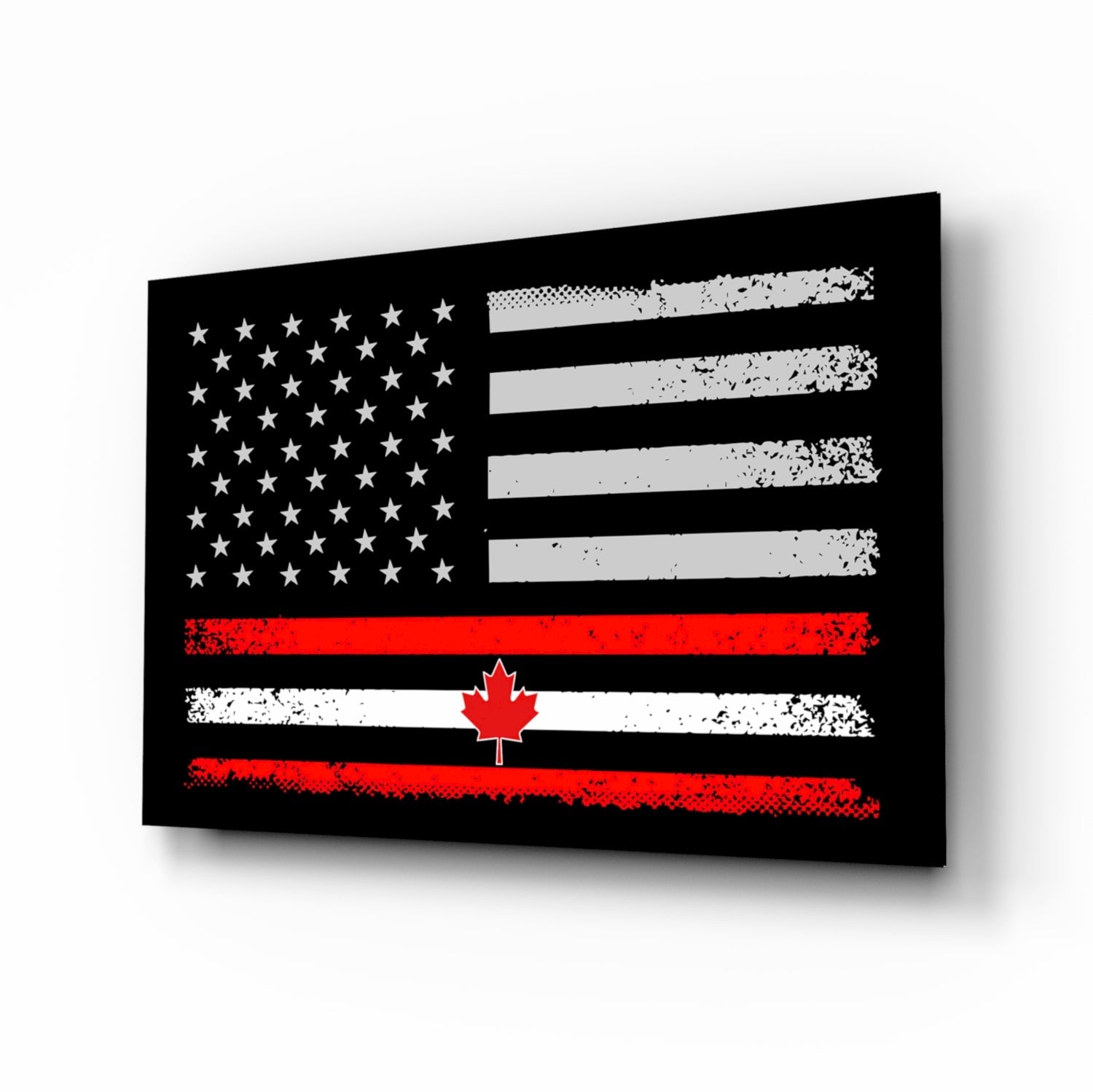 USA-Canada Flag Glass Wall Art || Designer Collection.