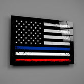 USA-France Flag Glass Wall Art || Designer Collection.