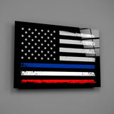 USA-France Flag Glass Wall Art || Designer Collection.