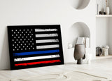 USA-France Flag Glass Wall Art || Designer Collection.
