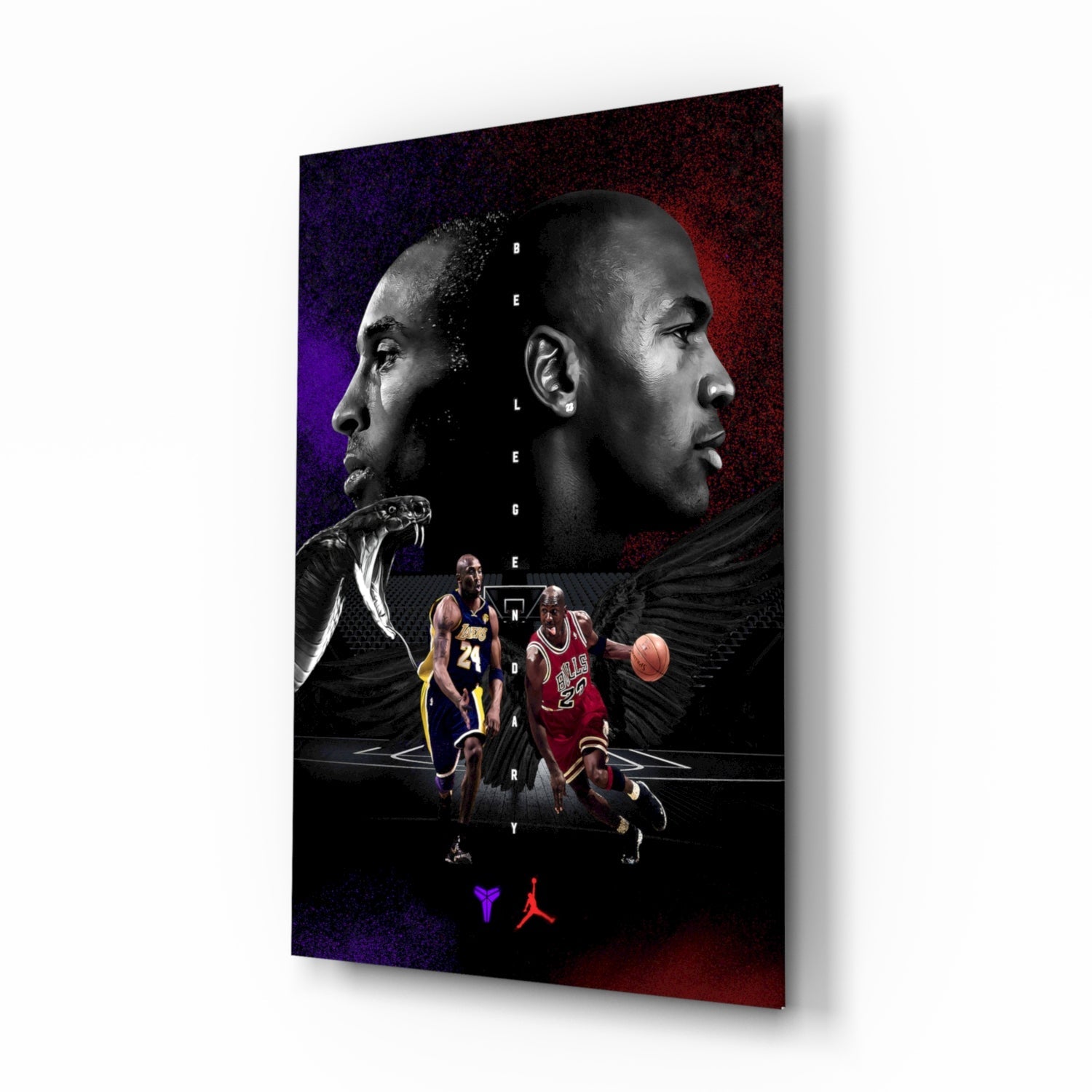 Bryant vs Jordan Glass Wall Art || Designer Collection.
