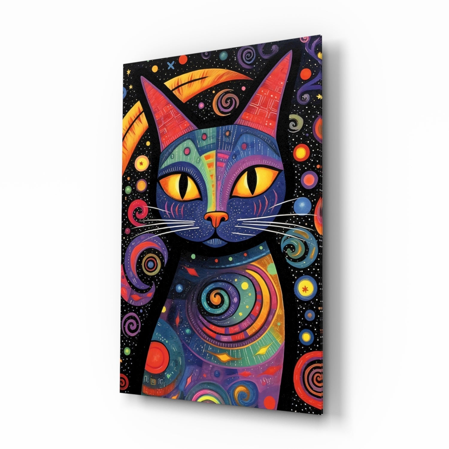 Night Cat Glass Wall Art || Designer Collection.