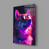 Dog with Glasses Glass Wall Art || Designer Collection.