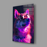 Dog with Glasses Glass Wall Art || Designer Collection.