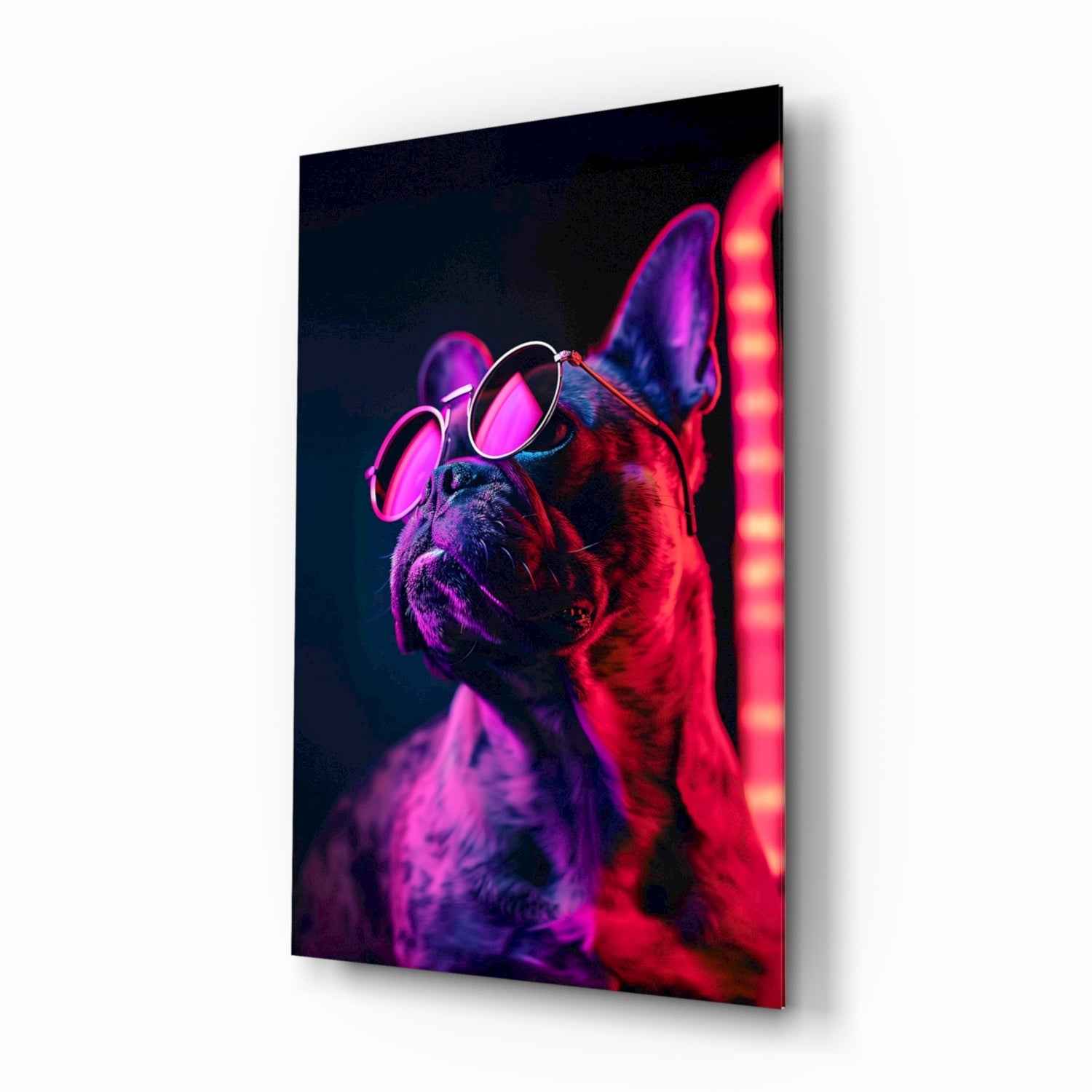 Dog with Glasses Glass Wall Art || Designer Collection.