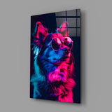 Dog with Glasses Glass Wall Art || Designer Collection.