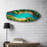 Aerial River Forest Landscape Glass Wall Art.